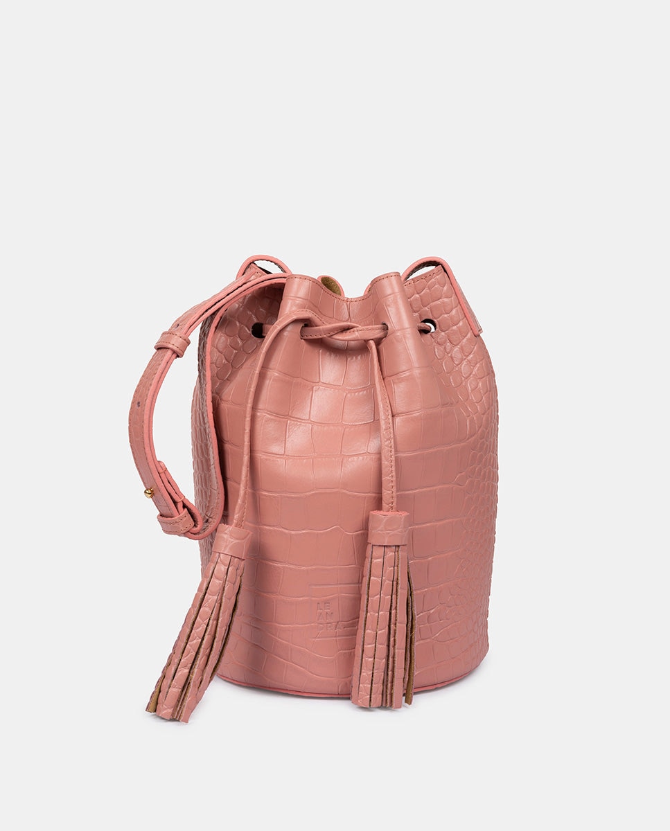 Женская мини-сумка через плечо из кожи с гравировкой кокосового ореха розового цвета Leandra, розовый