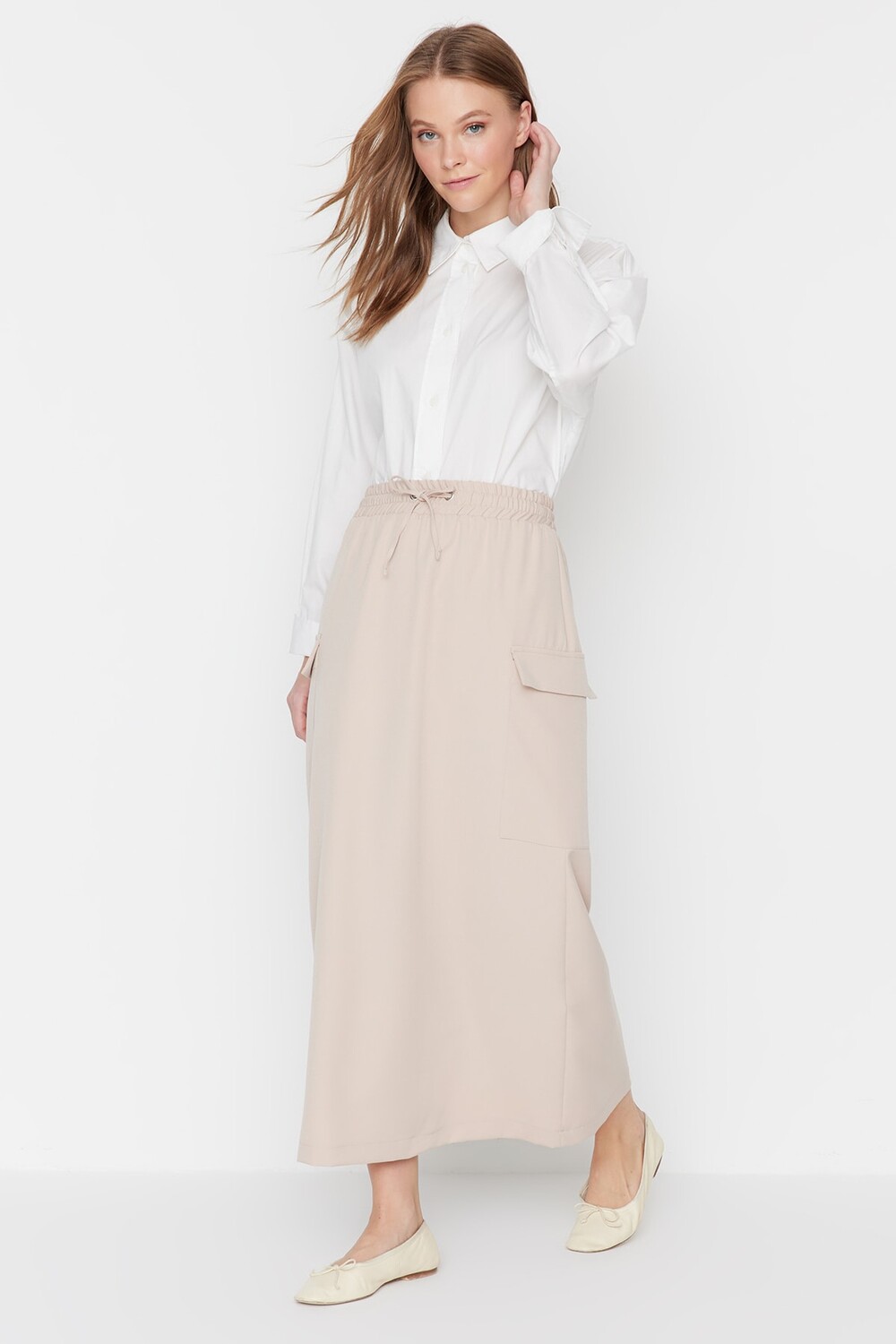 

Юбка - Бежевый - Макси Trendyol Modest, бежевый
