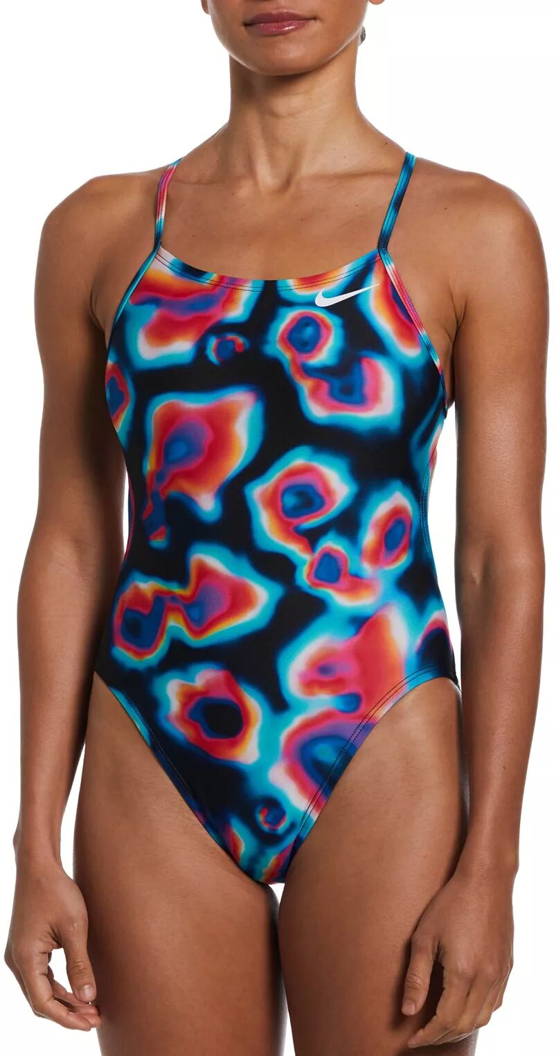 Женский цельный купальник с вырезами и разноцветными принтами Nike, мультиколор