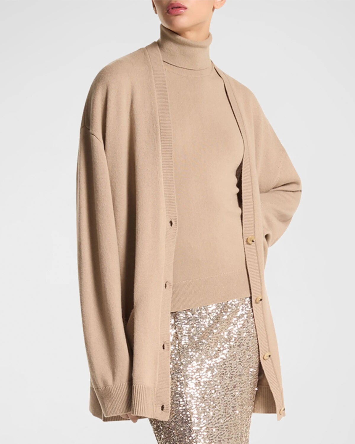 

Кашемировый вязаный кардиган оверсайз Michael Kors Collection, цвет Sand