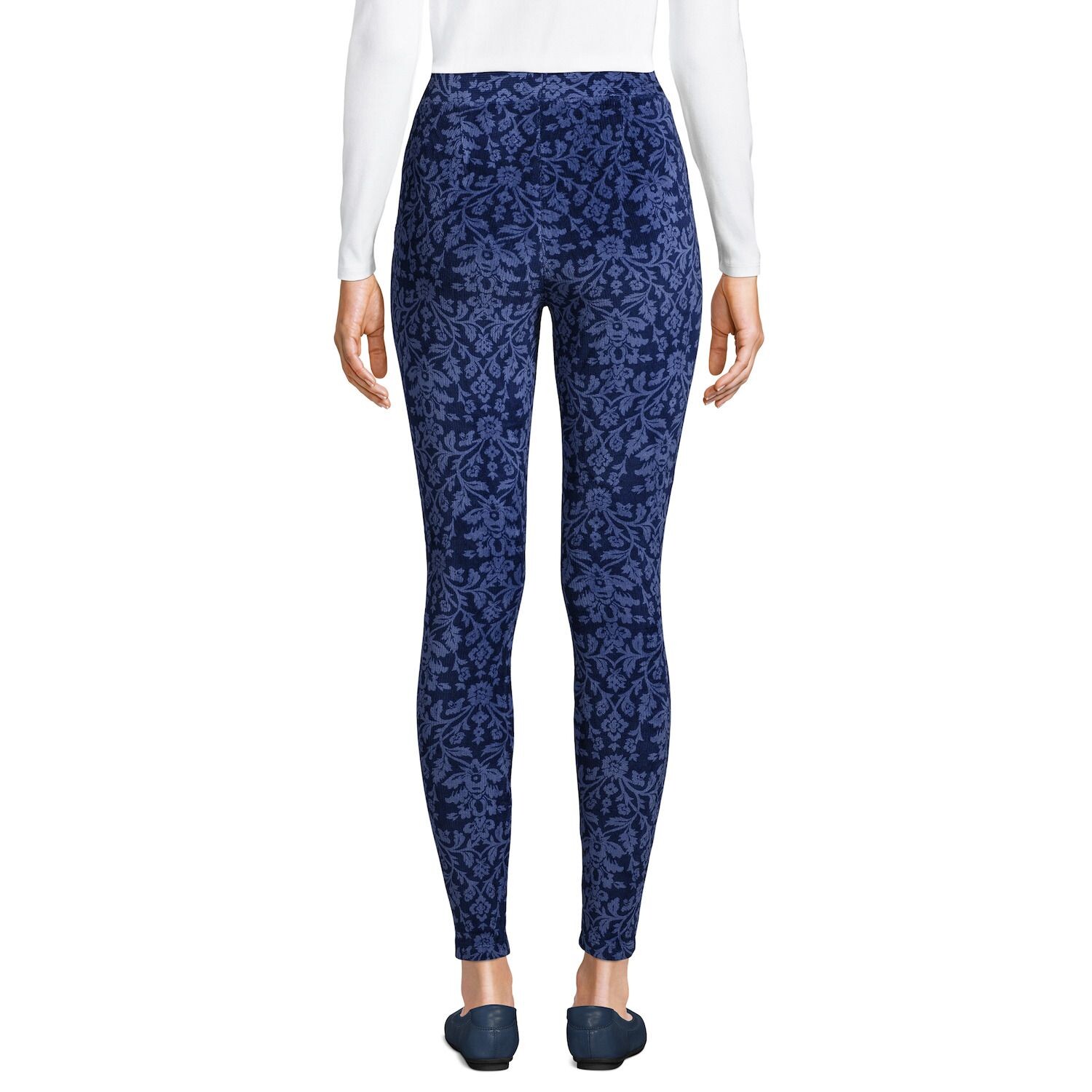 

Вязаные вельветовые леггинсы Petites' Lands' End Sport с высокой посадкой Lands' End, синий