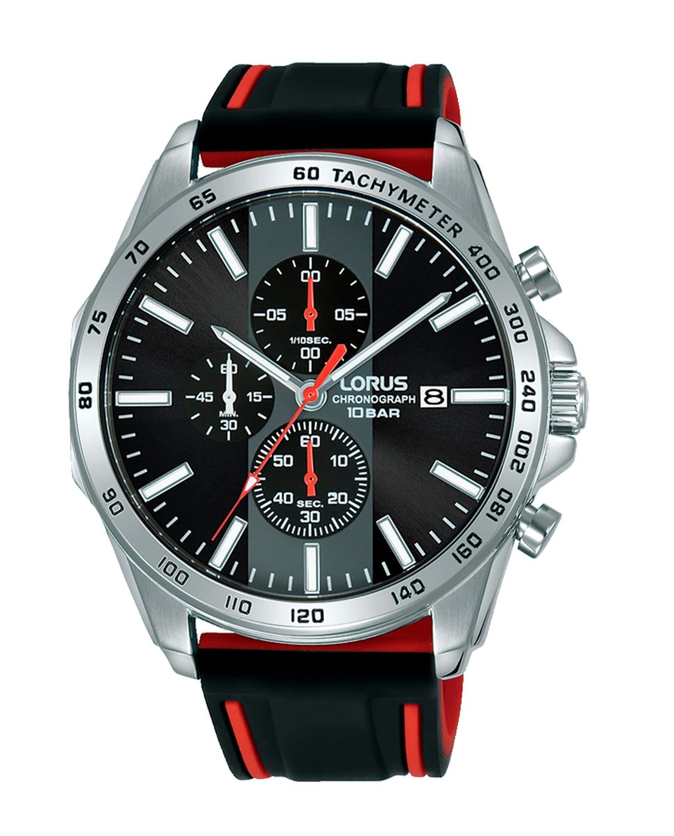 Мужские силиконовые часы Sport man RM345GX9 с черным ремешком Lorus, черный спортивные мужские силиконовые часы r2335px9 с серым ремешком lorus серый