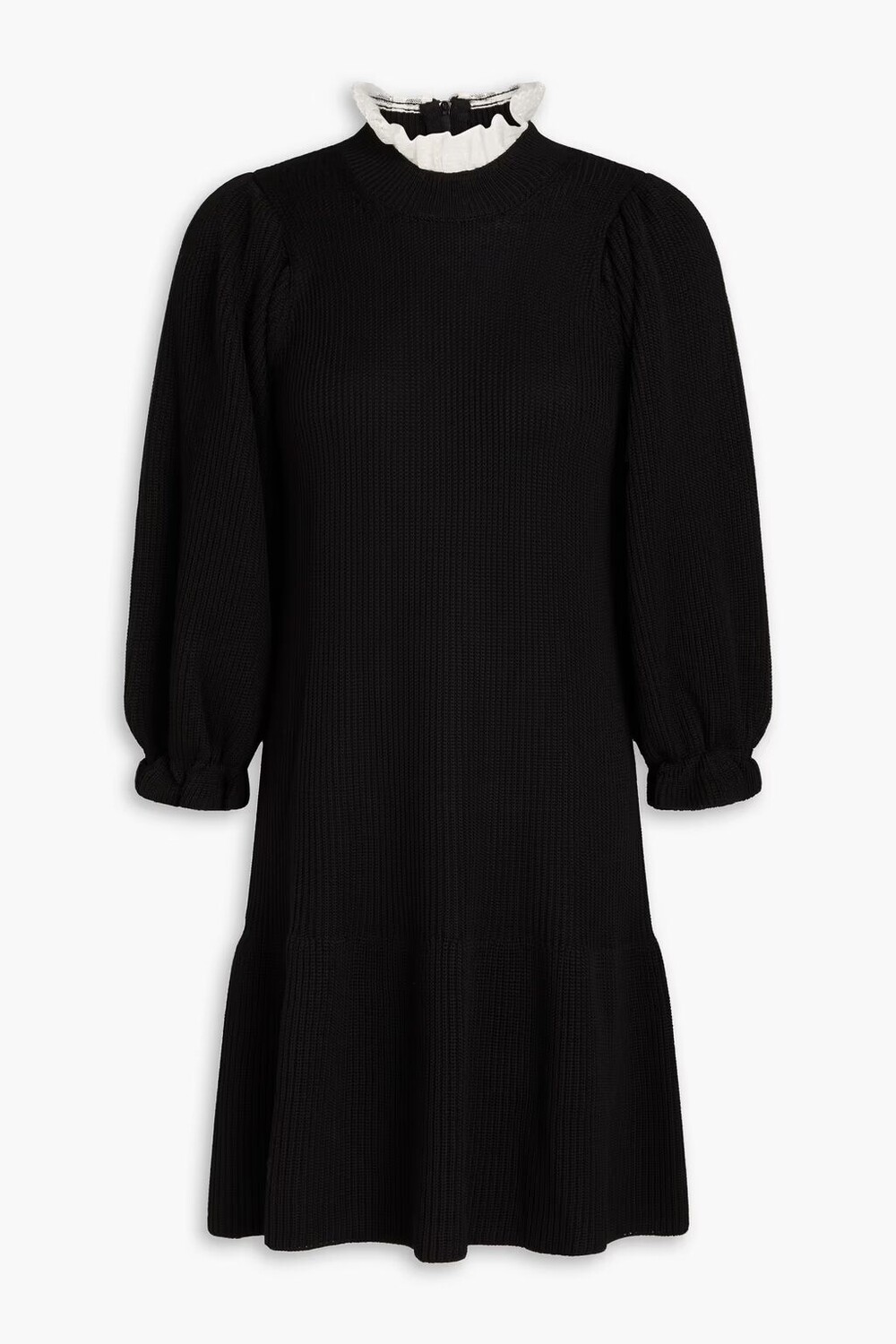 

Платье мини из шерсти с отделкой "пуэн-деспри" Redvalentino, черный