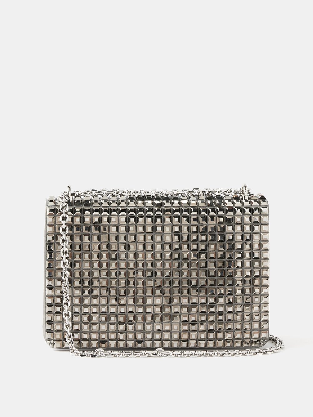 Клатч cricket squares, украшенный кристаллами Judith Leiber, серебряный