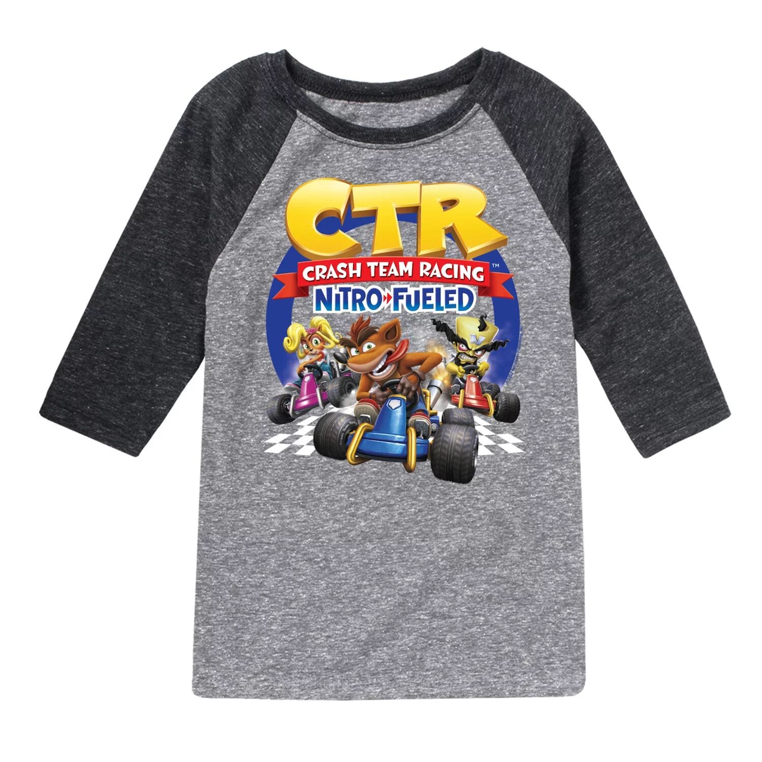 

Футболка Crash Bandicoot CTR Racing с рисунком реглан для мальчиков 8–20 лет Licensed Character, серый
