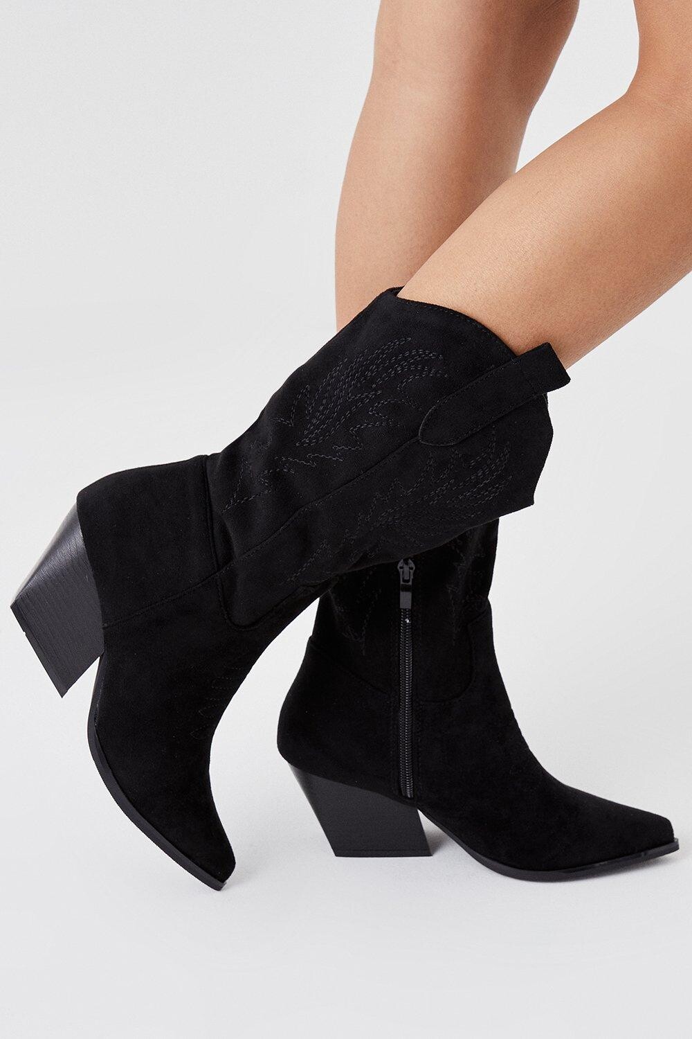 

Сапоги до колена Kiera в стиле вестерн Dorothy Perkins, черный
