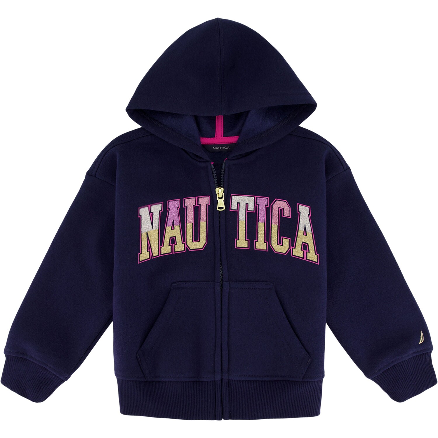 

Флисовая толстовка с блестящей молнией во всю длину Nautica для девочек (7–16), цвет Algae Green