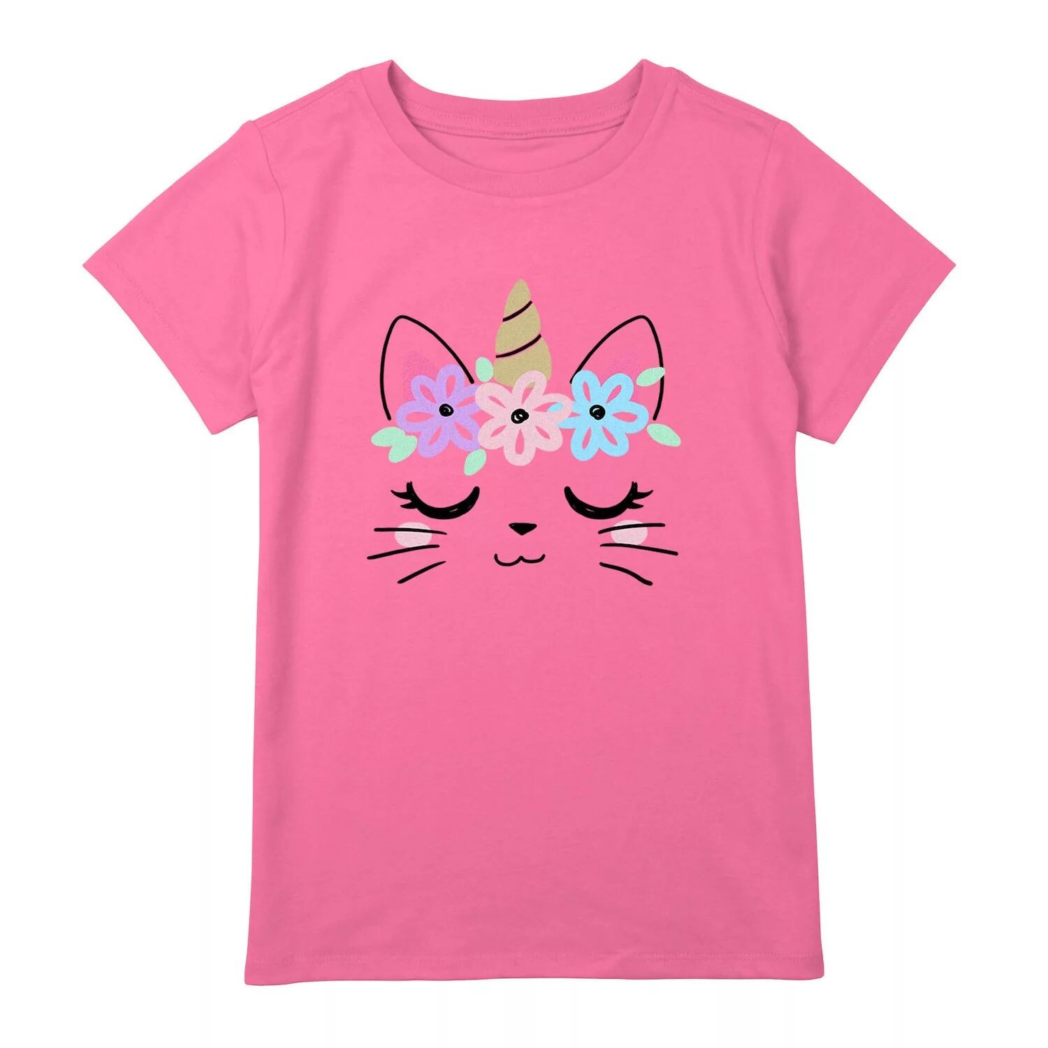 

Футболка с рисунком Kittycorn Happy Face для девочек 7–16 лет Unbranded