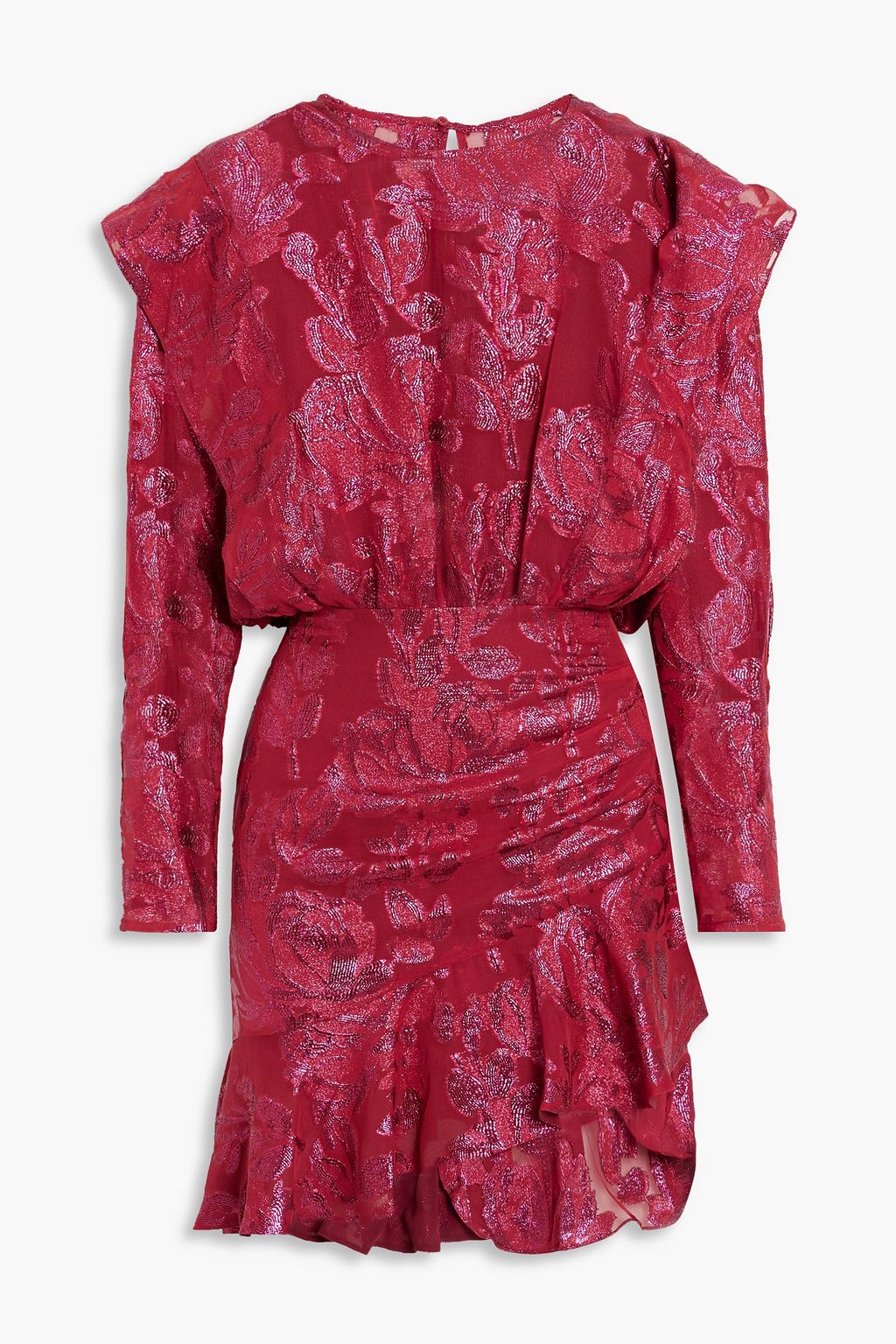 Платье мини Murai из смесового шелкового жоржета с эффектом металлик fil-купе IRO, фуксия