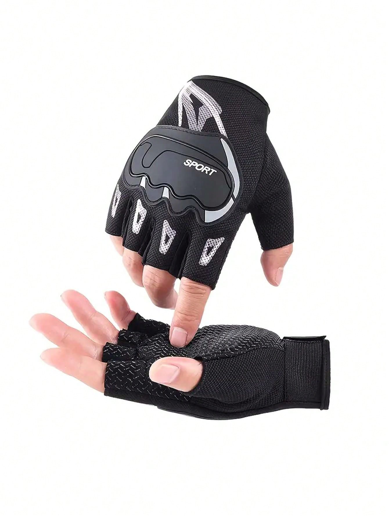 1 пара противоскользящих велосипедных перчаток с половиной пальца для мужчин и женщин - амортизирующие перчатки для фитнеса для тренажерного зала, многоцветный