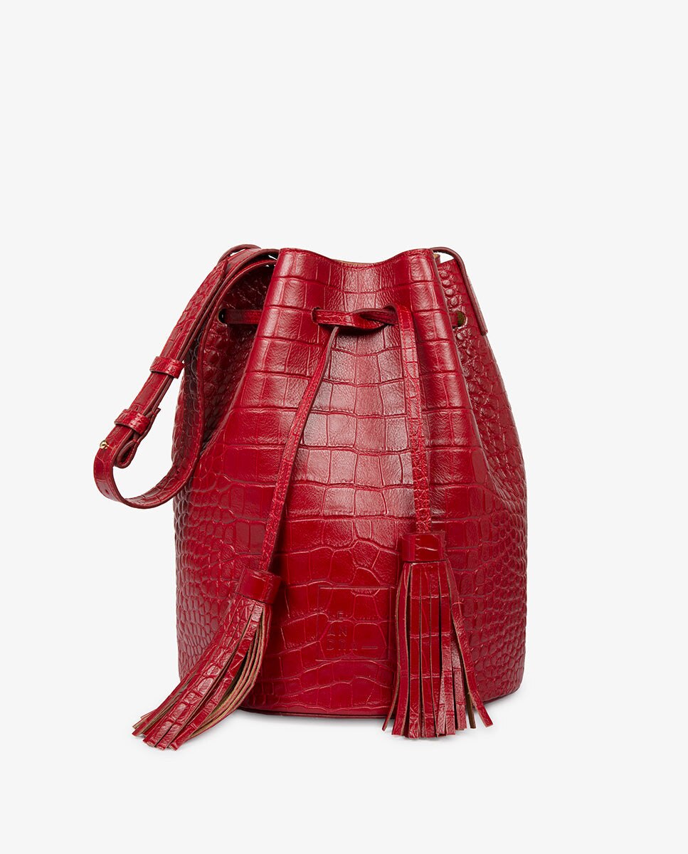 Женская красная кожаная сумка на плечо с гравировкой кокоса Leandra, красный кожаная флешка с гравировкой бизнес