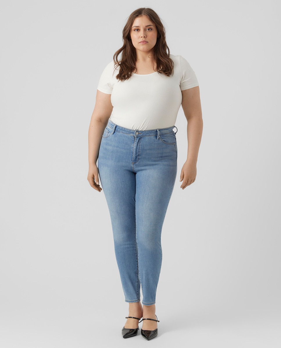 Джинсы скинни стрейч больших размеров Vero Moda Curve, светло-синий женские джинсы большого размера черные джинсы с высокой талией для женщин хлопковые эластичные джинсы рваные джинсы объемные джинсы