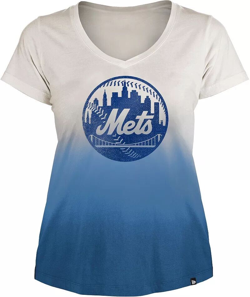 

Женская рубашка New Era New York Mets Blue Dipdye с круглым вырезом и v-образным вырезом