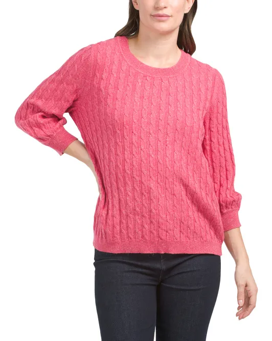 

Свитер из смесовой шерсти косой вязки Edinburgh Knits, цвет Carnation