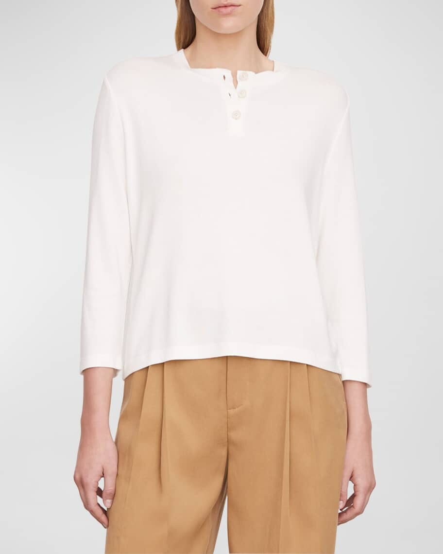 

Трикотажный топ Henley с рукавами-браслетами Vince