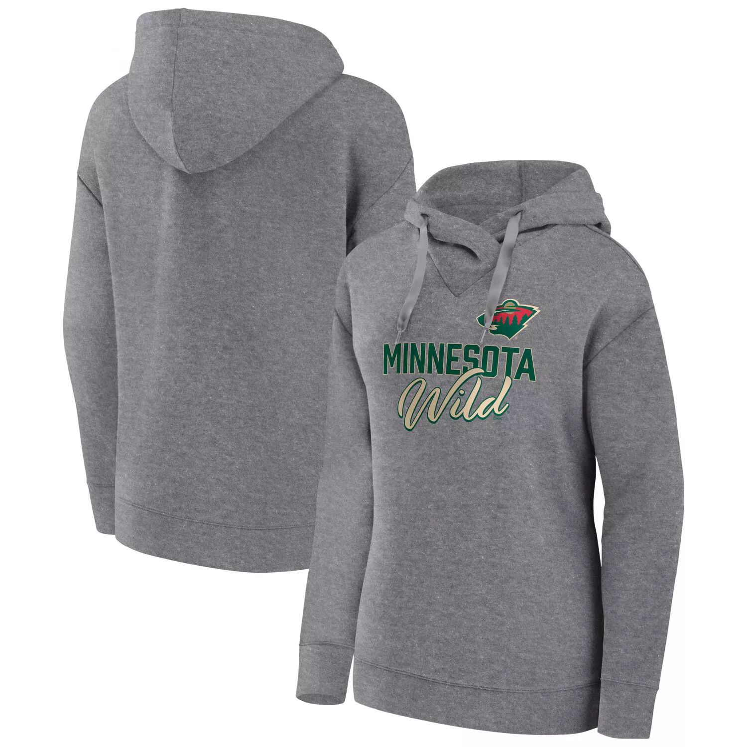 

Женский пуловер с капюшоном Fanatics Heather Grey Minnesota Wild Script Favorite Fanatics