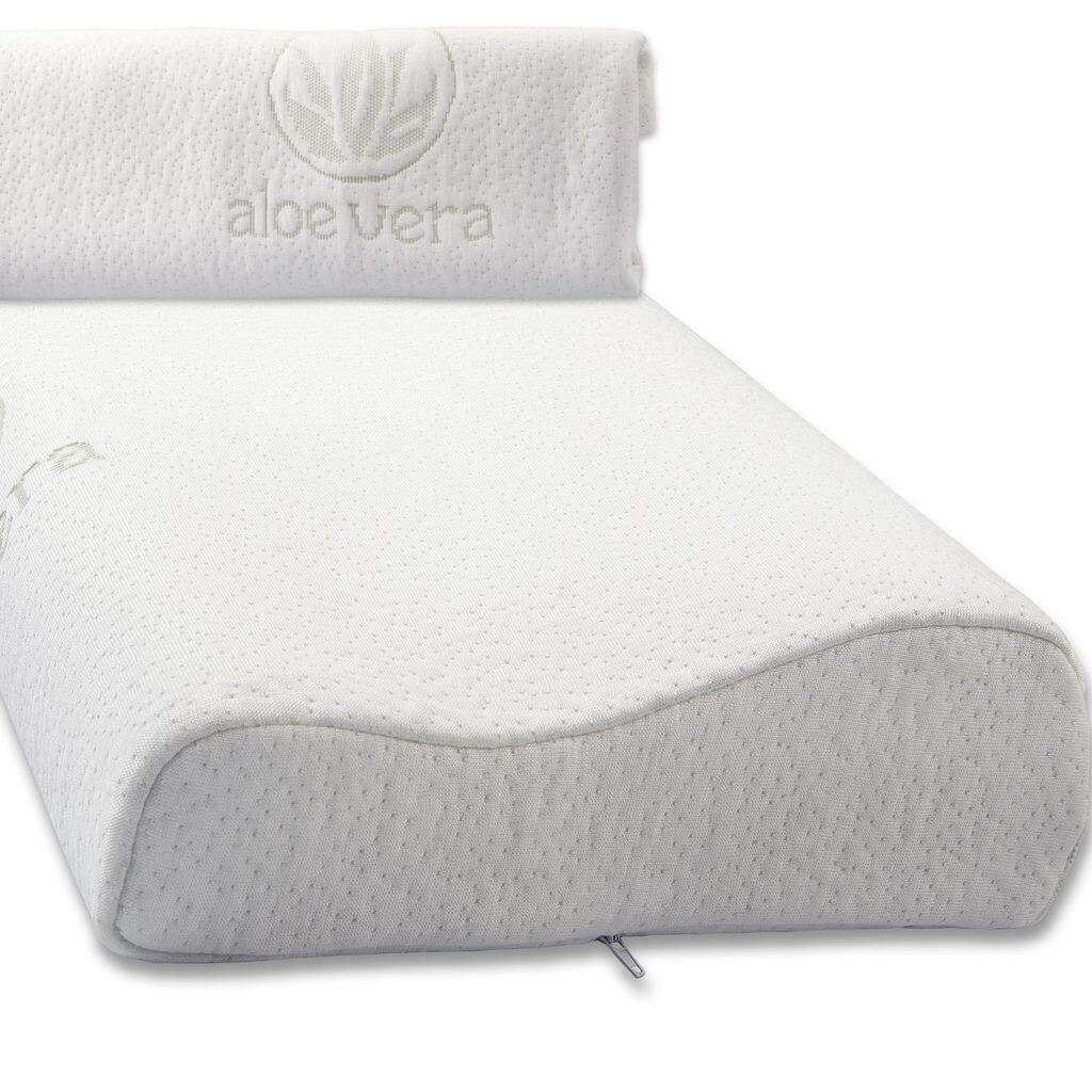

Подушка Toledo Visco 50x30x10-7 с 2-мя чехлами из вспененного полиуретана Aloe Vera волнистая форма aqua-textil