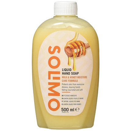 Жидкое мыло для рук бренда Amazon, увлажняющая формула с молоком и медом, 500 мл, Solimo
