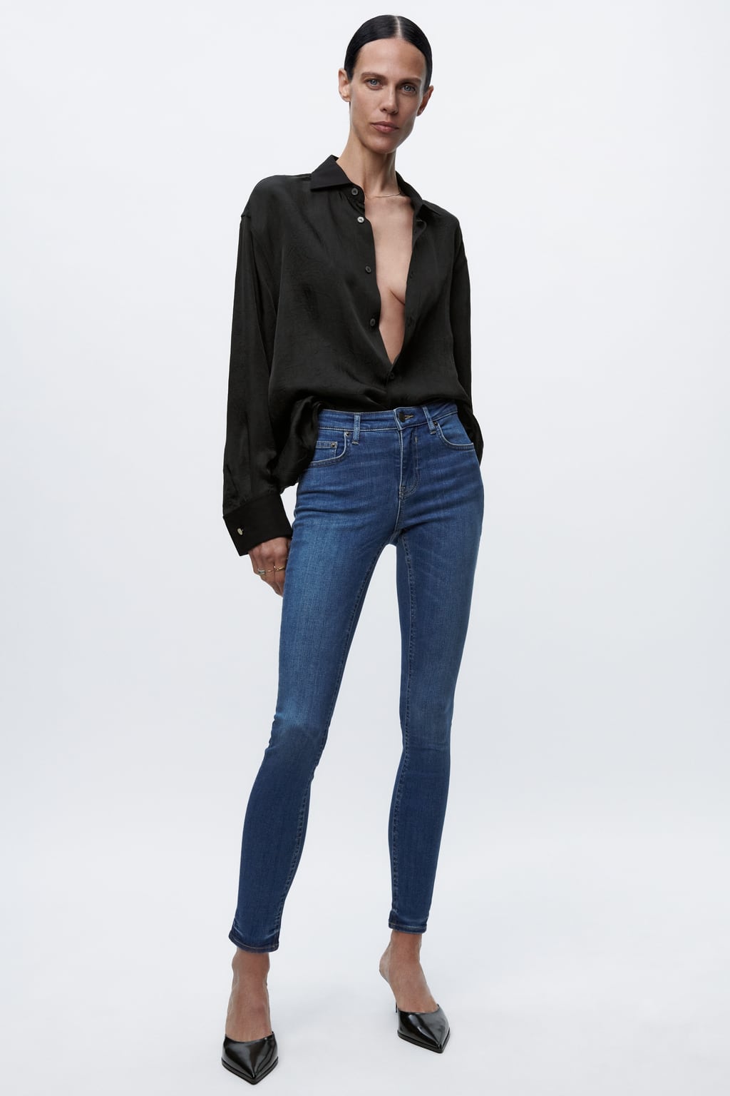 

Джинсы скинни Zw со средней посадкой ZARA, синий