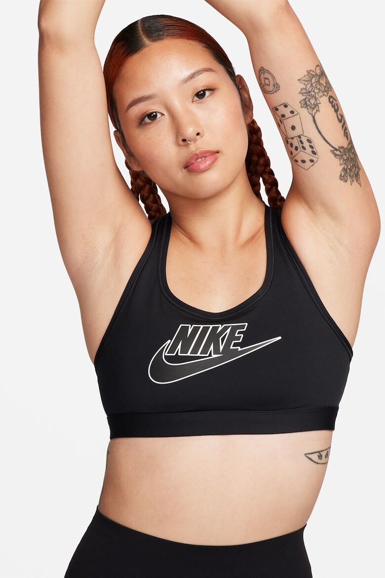 

Тренировочный бюстгальтер со средней поддержкой и логотипом Swoosh Nike, черный