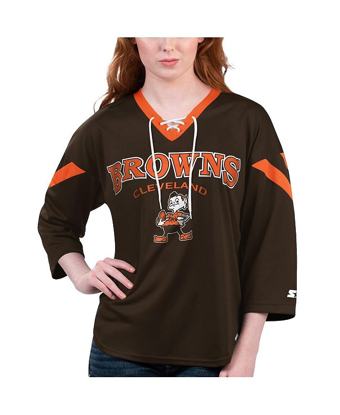 

Женская коричневая футболка Cleveland Browns Rally на шнуровке с рукавом 3/4 Starter, коричневый