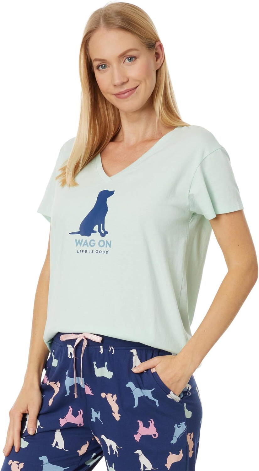 

Wag On Lab Snuggle Up Relaxed Sleep Vee Life is Good, цвет Sage Green
