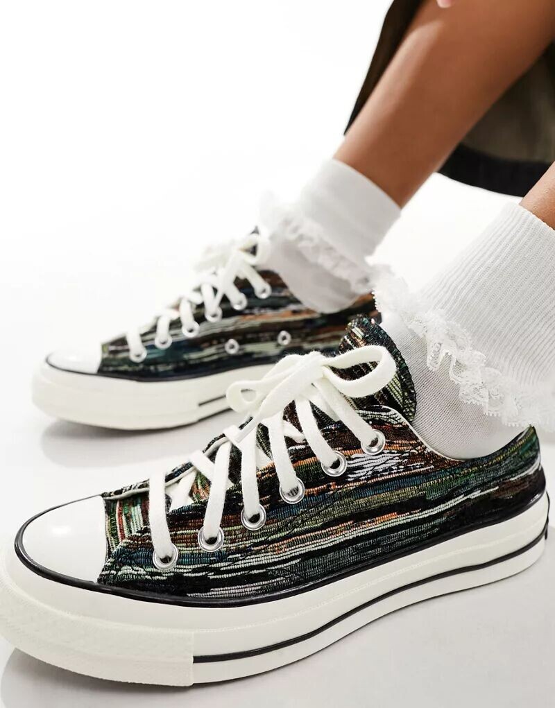 

Тканевые кроссовки Converse Chuck 70 Ox черного и разноцветного цвета, Серый