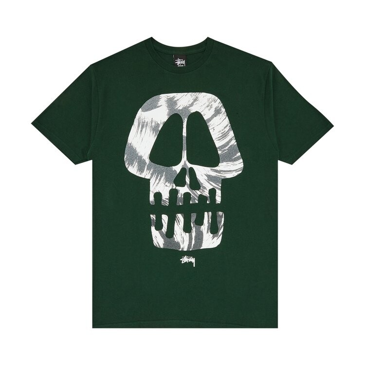 Футболка Stussy Brush Skull 'Dark Green', зеленый