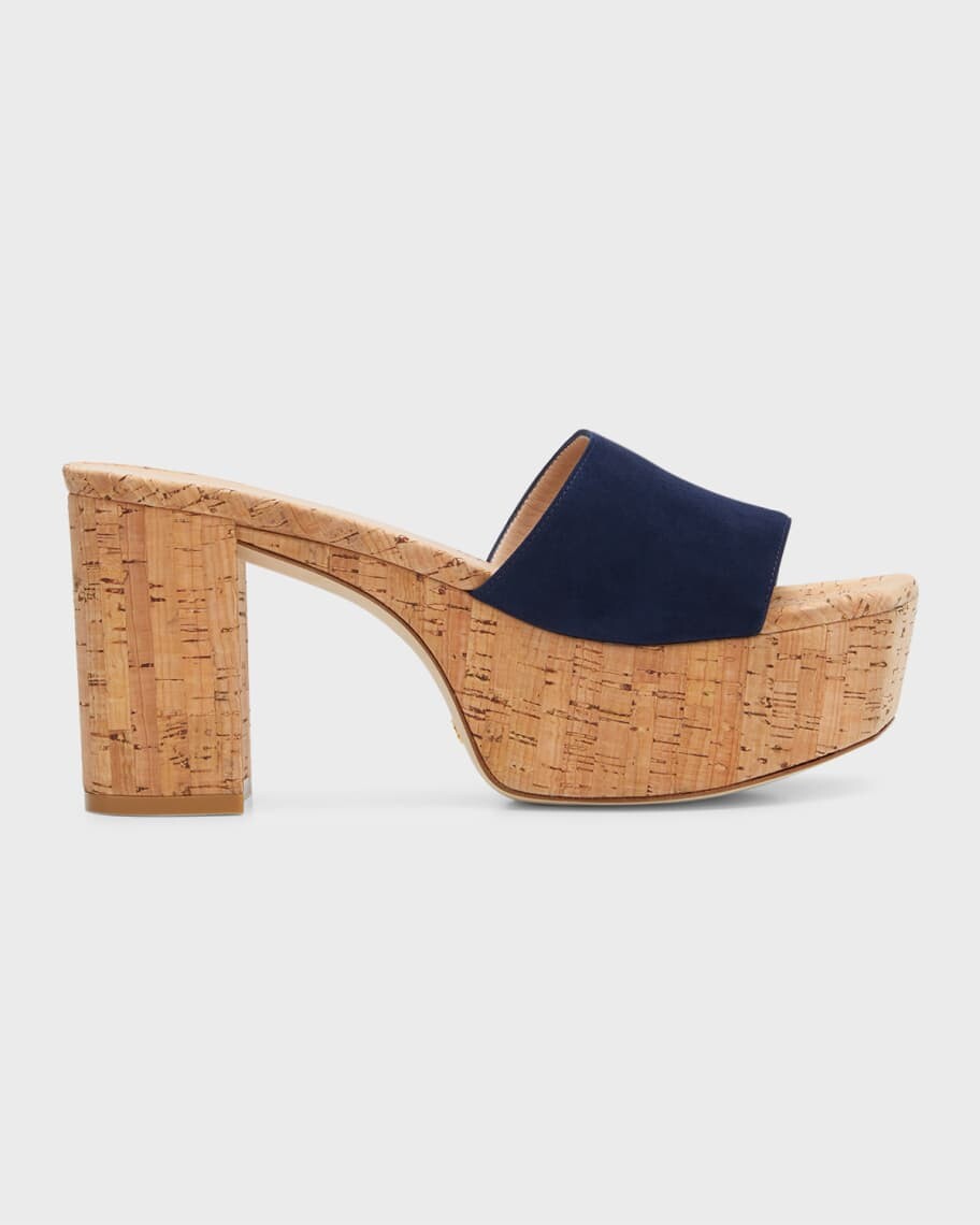 

Квадратные высокие замшевые сандалии на платформе Stuart Weitzman