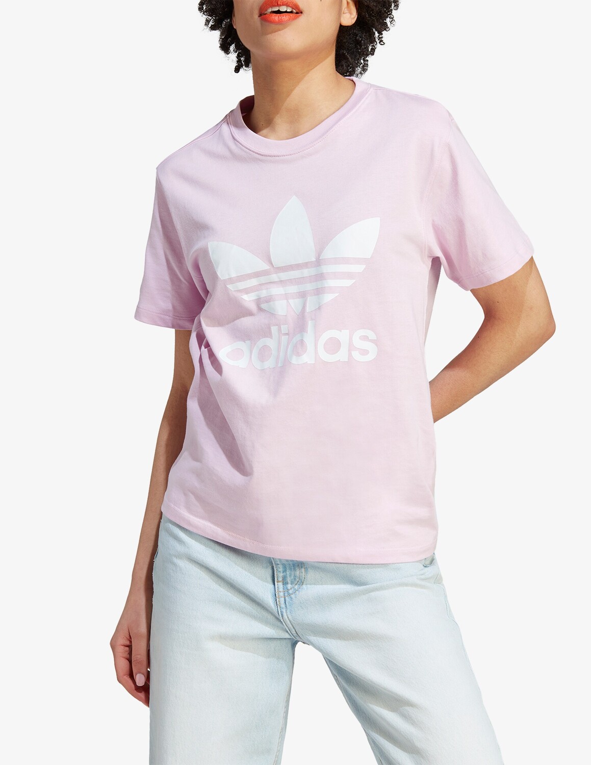 

Футболка с изображением трилистника Adidas Originals, розовый