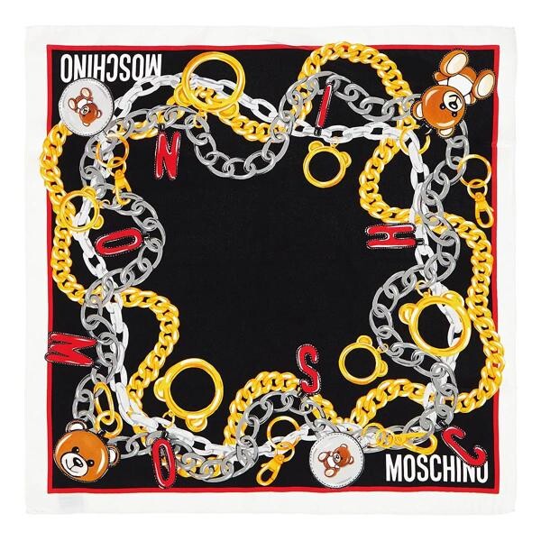 

Шарф scarf 68x68 cm white/black Moschino, мультиколор