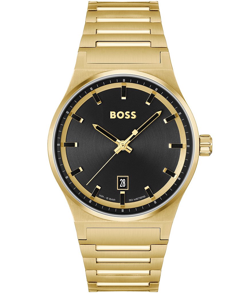 Мужские кварцевые часы Hugo Boss Candor с аналоговым золотым браслетом из нержавеющей стали, золотой часы наручные expose hugo золотой
