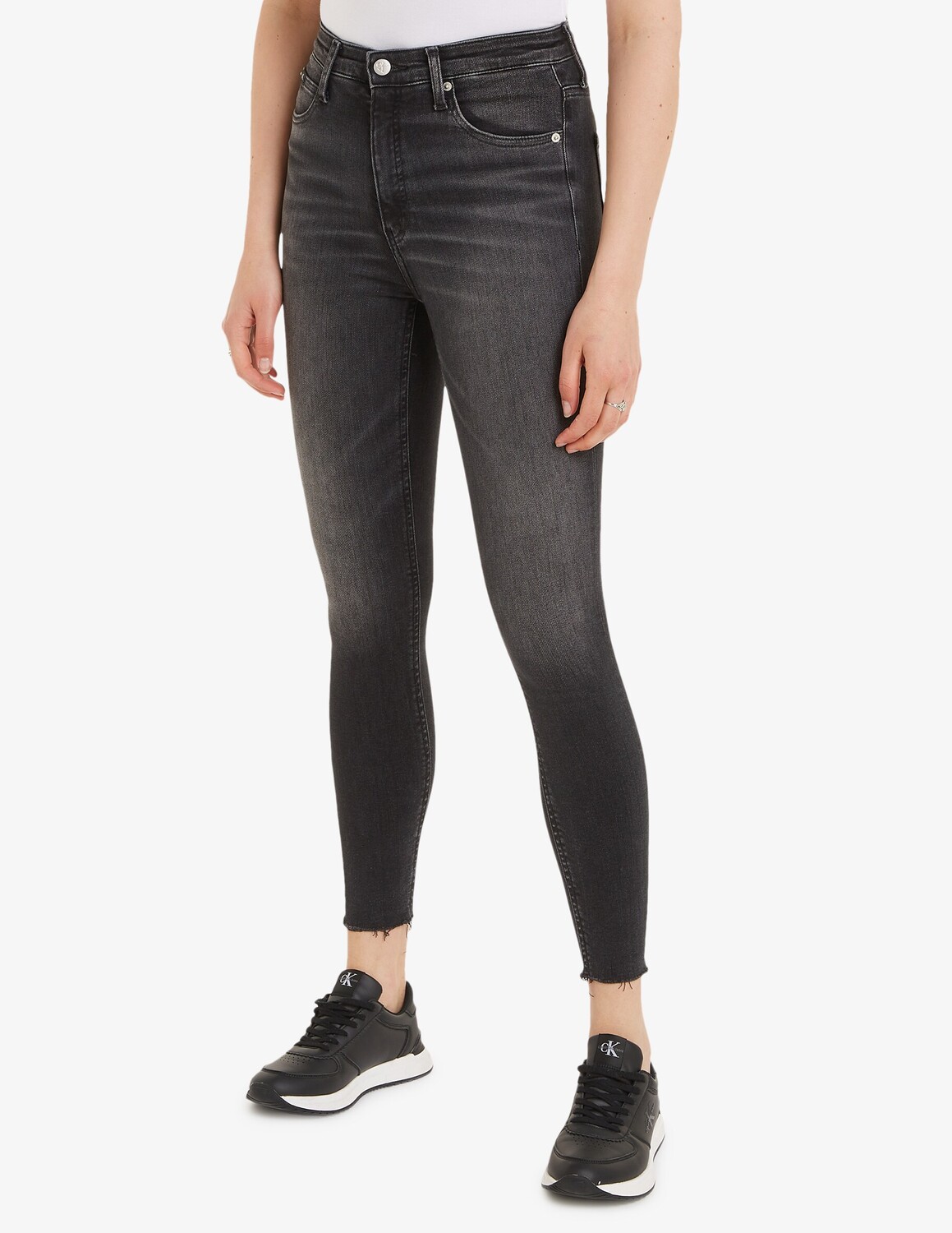 

Джинсы суперскинни с высокой посадкой Calvin Klein Jeans, черный