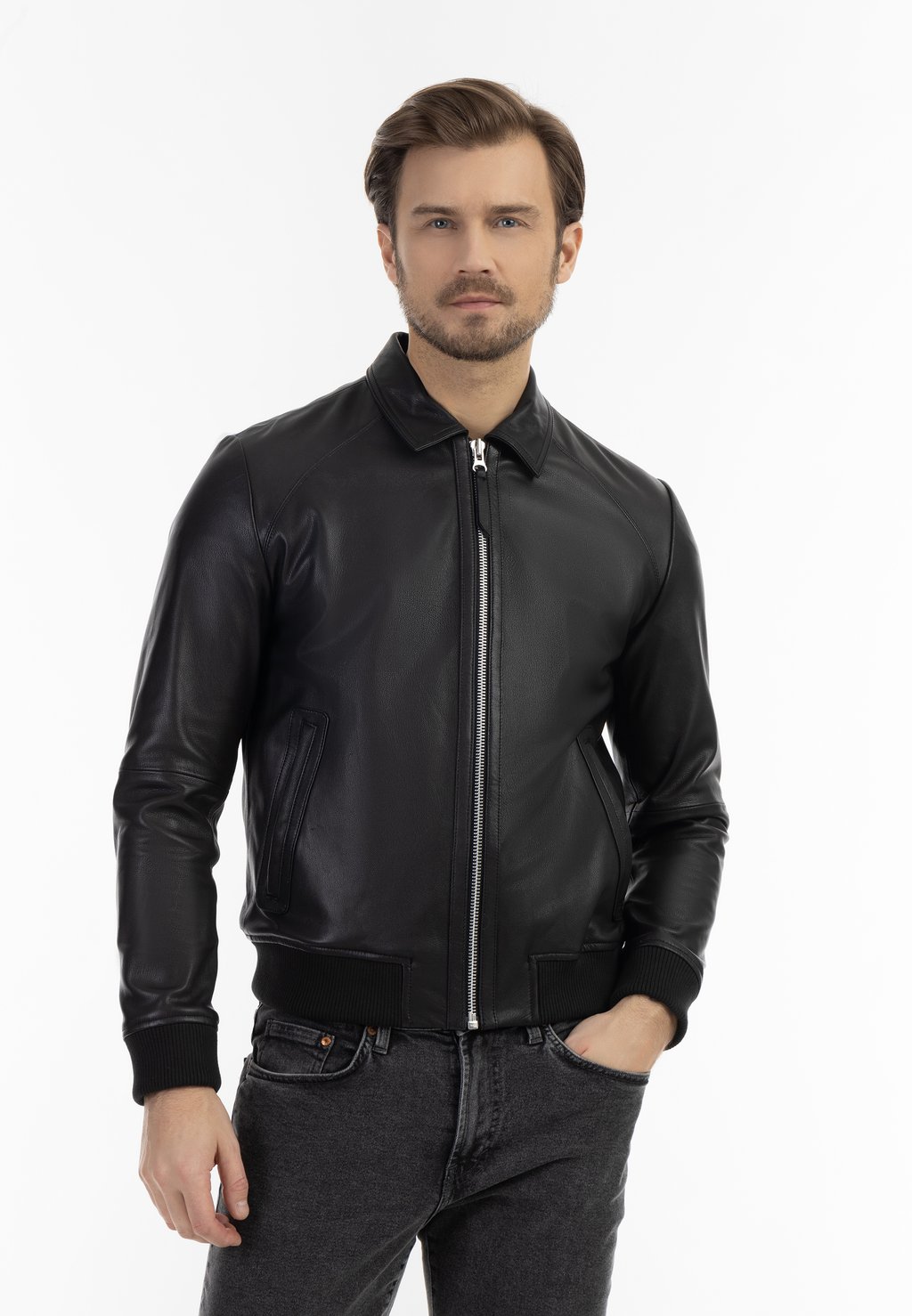 Кожаный пиджак DreiMaster, черный цена и фото