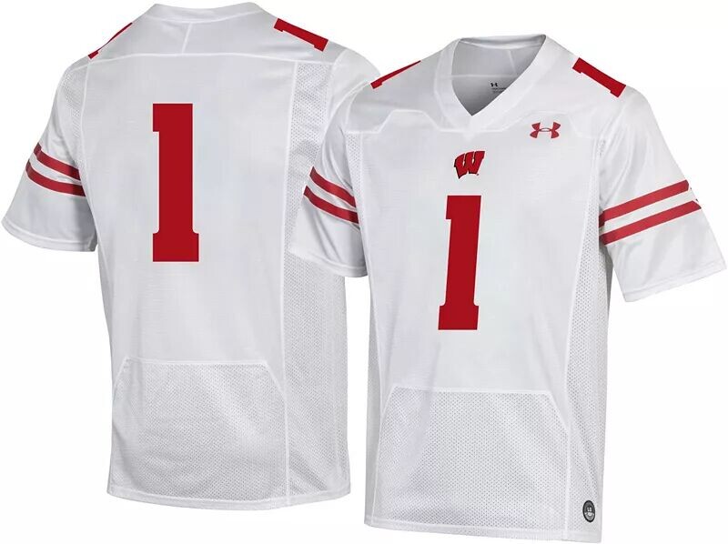 

Мужская белая футбольная майка Under Armour Wisconsin Badgers #1 Реплика