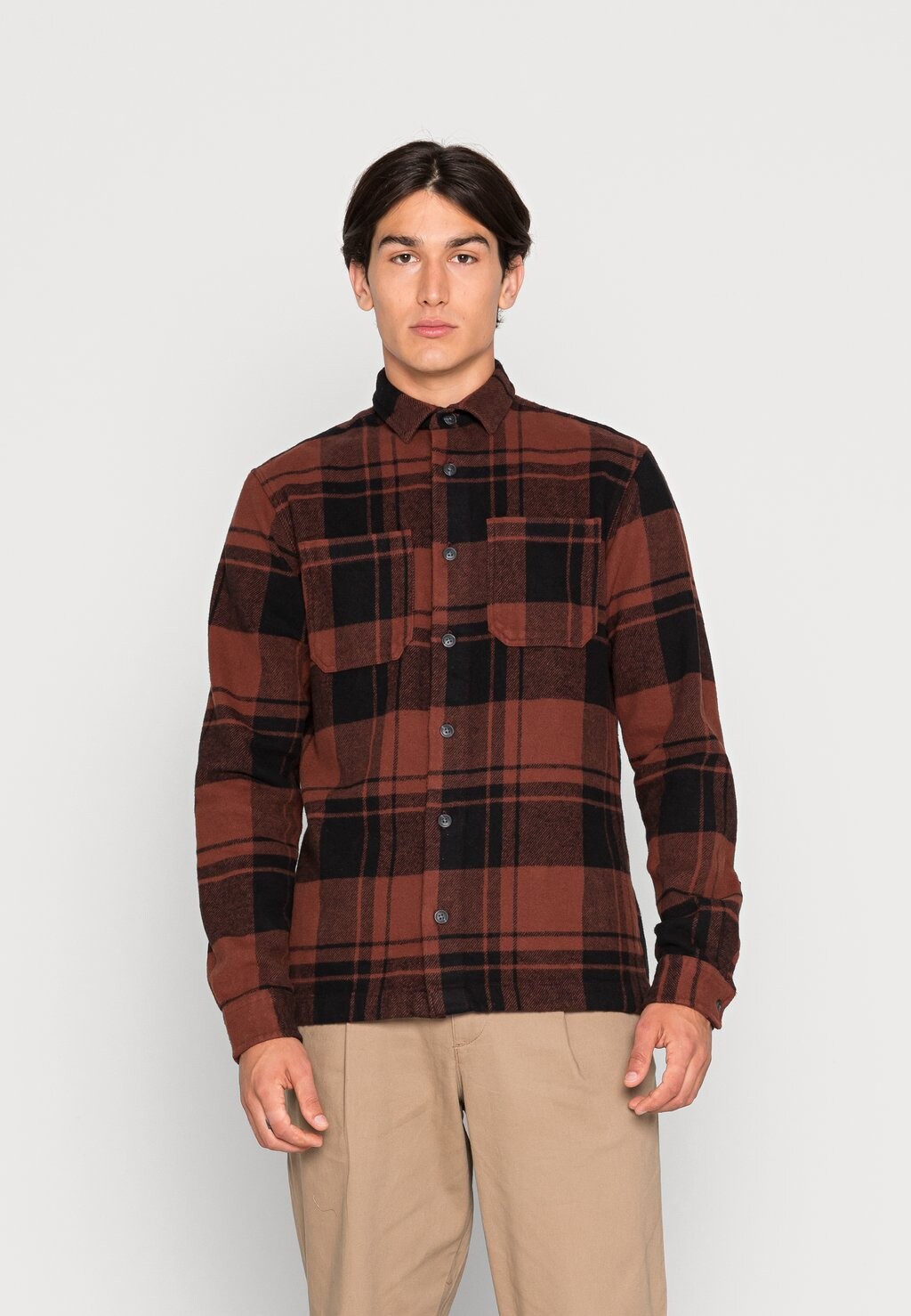 

Рубашка JJELOGAN CHECK OVERSHIRT Jack & Jones PREMIUM, темно-красный