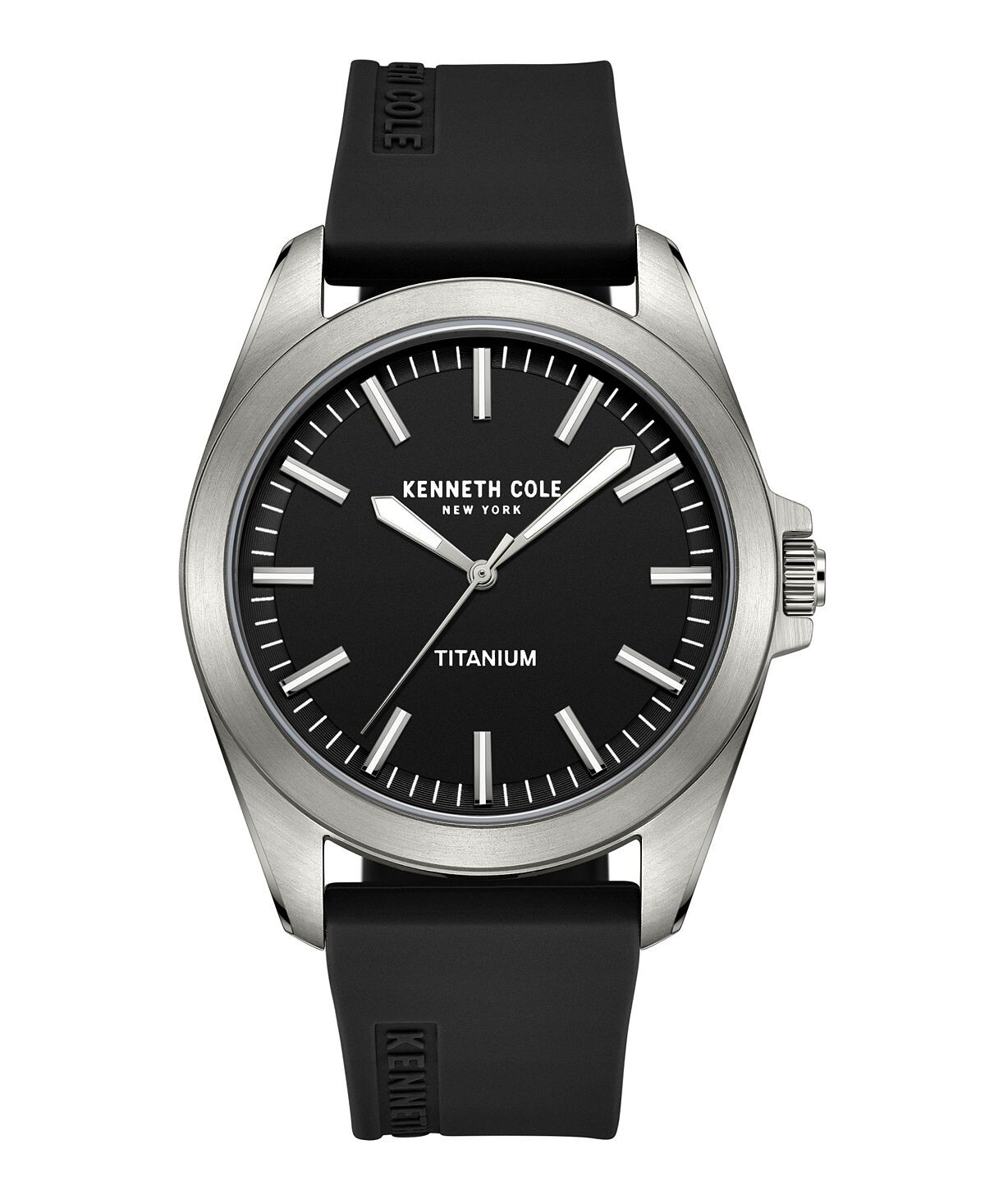 

Мужские часы с титановым черным силиконовым ремешком 42 мм Kenneth Cole New York