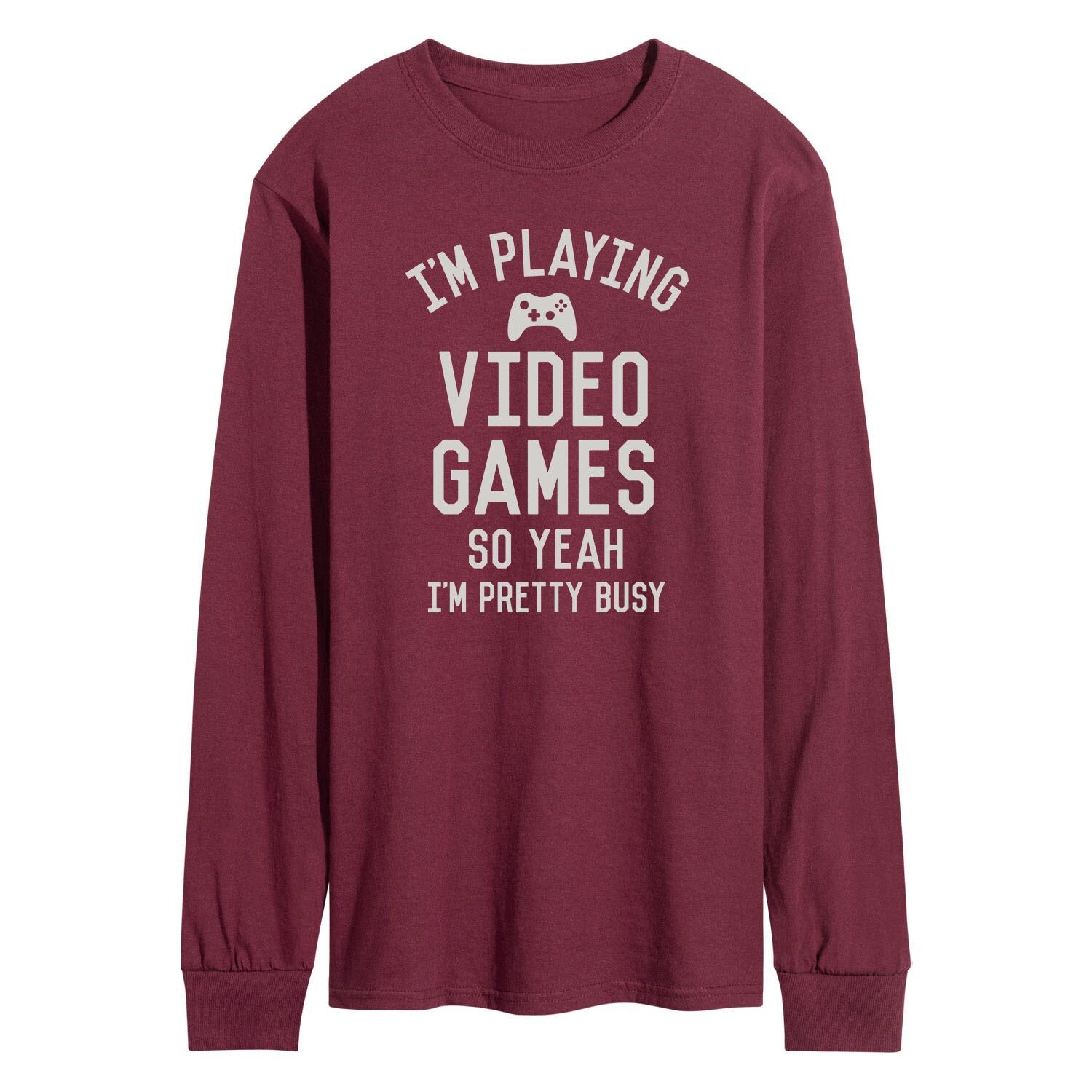 

Мужская футболка с длинными рукавами и рисунком «I Playing Video Games Yeah Busy» Licensed Character