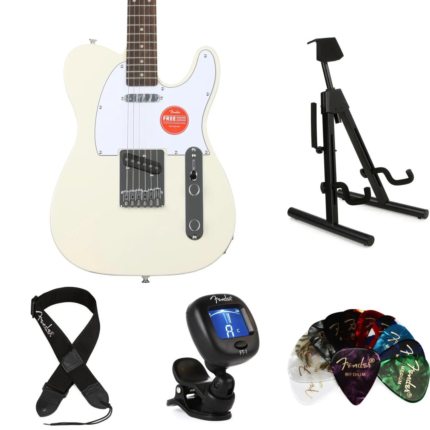 

Комплект Squier Affinity Telecaster Essentials — олимпийский белый цвет с накладкой Laurel