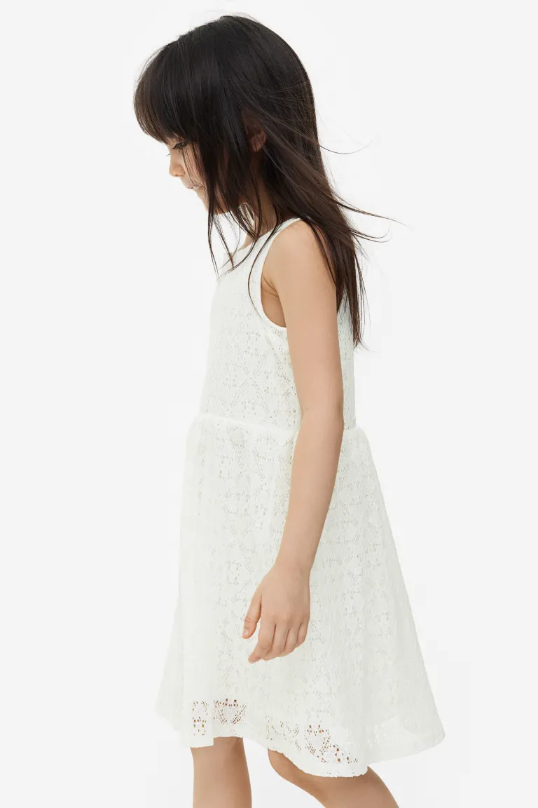 Кружевное платье H&M, белый женское платье длиной ниже колена короткое темно синее кружевное платье с глубоким круглым вырезом и подкладкой цвета шампанского для тор