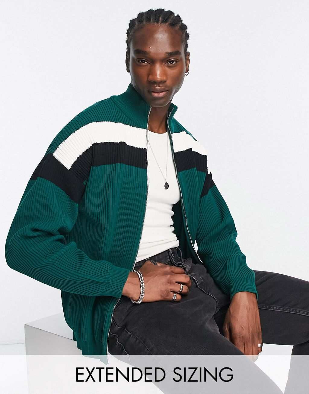 

Зеленая спортивная куртка в рубчик с полосками ASOS DESIGN, Зеленый