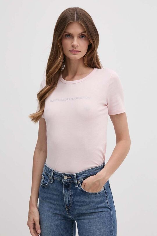 

Хлопковая футболка United Colors of Benetton, розовый