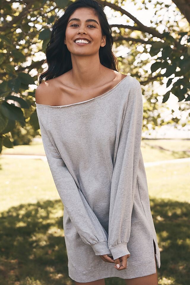 

Толстовка Anthropologie с открытыми плечами, светло-серый