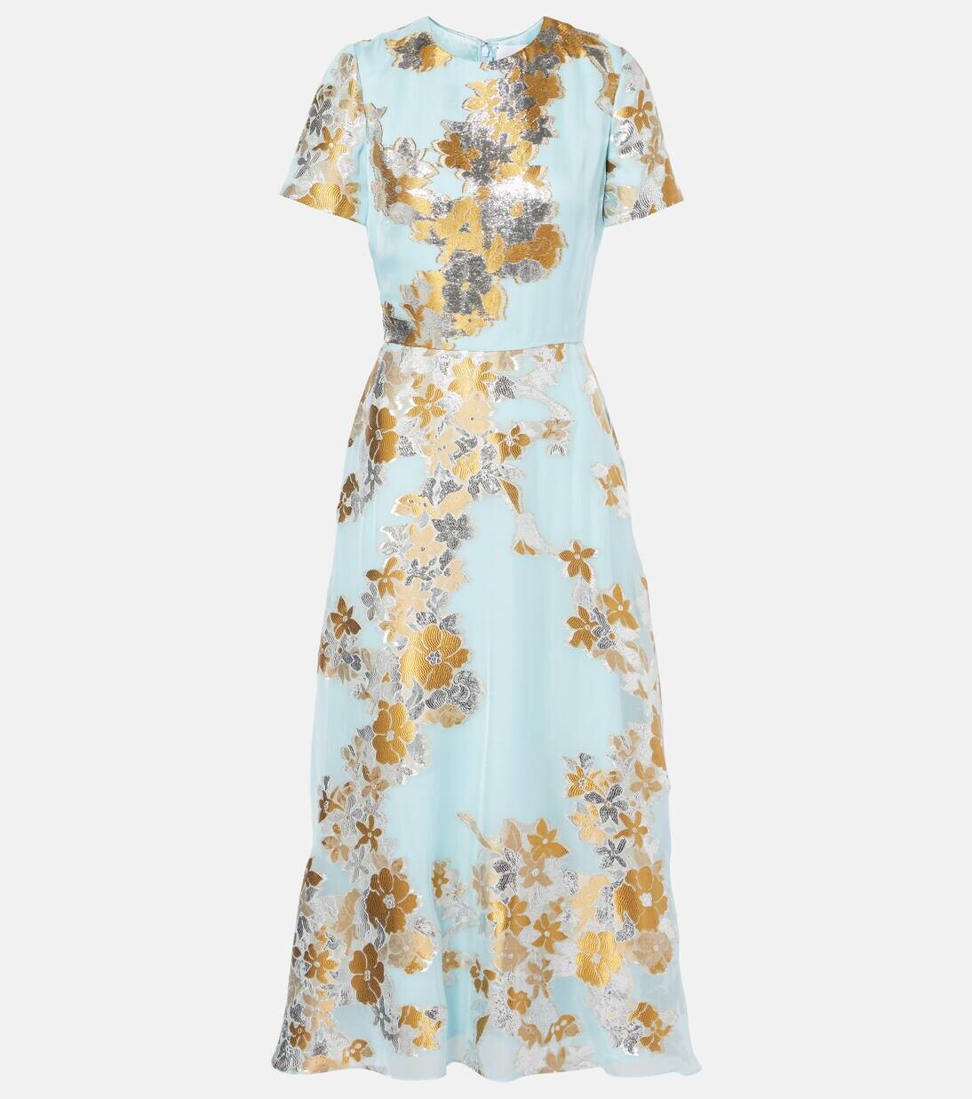 

Платье миди с цветочным принтом Mae Markarian, цвет blue/gold floral
