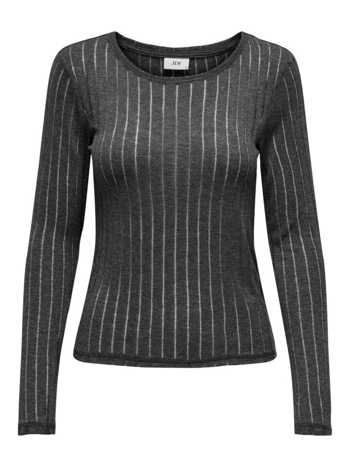 

Топ JACQUELINE de YONG Rundhals Slim Fit Bequemes Langarmshirt, темно-серый