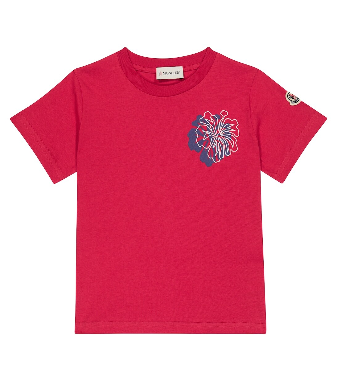 

Футболка из хлопкового джерси с принтом Moncler Enfant, красный