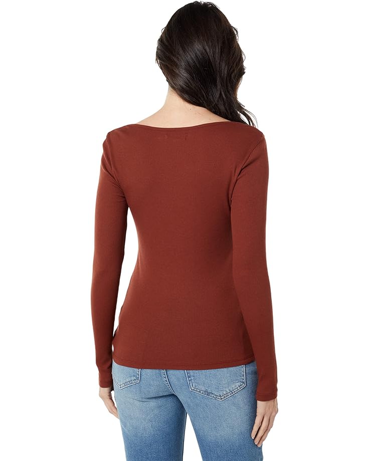 

Футболка Madewell Fine Ribbed Sweetheart Tee, цвет Stained Mahogany