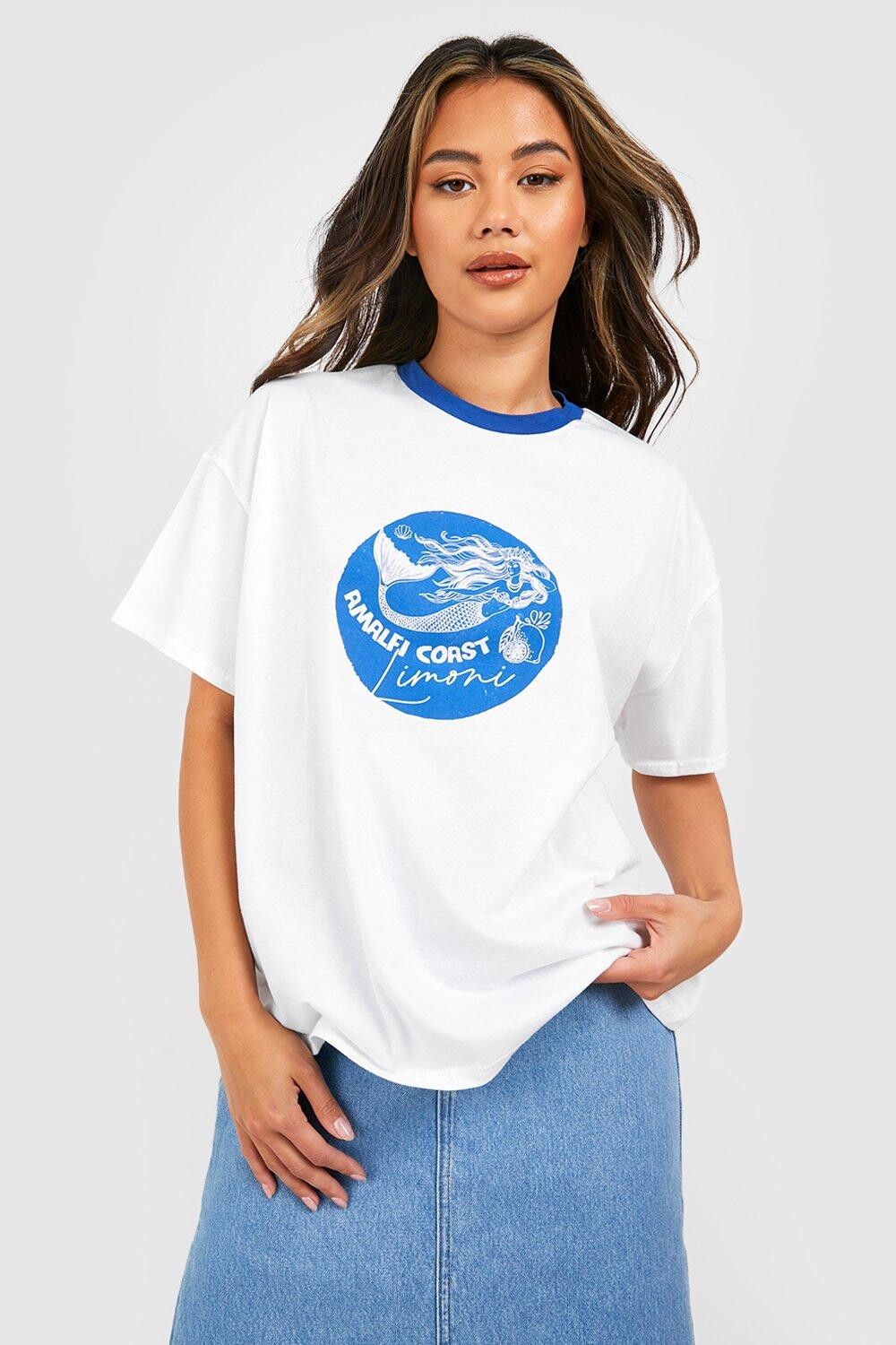 

Футболка с контрастной отделкой Boohoo, слоновая кость, Бежевый