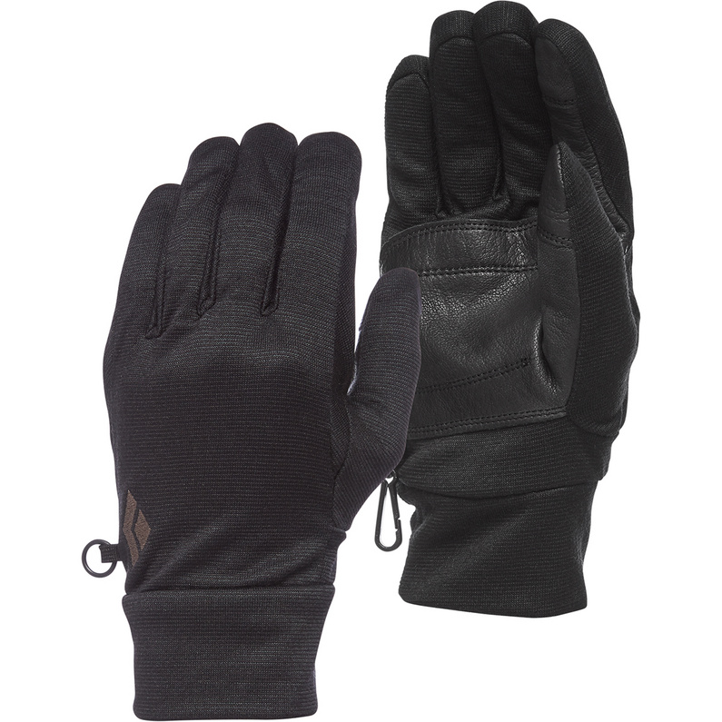 перчатки флисовые охотник с кожаными накладками флис темный лес р 26 Шерстяные технические перчатки средней плотности Black Diamond, черный