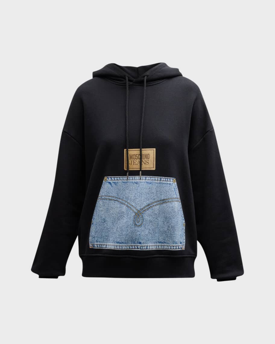 

Джинсовая толстовка с мешочком из хлопка и флиса Moschino Jeans